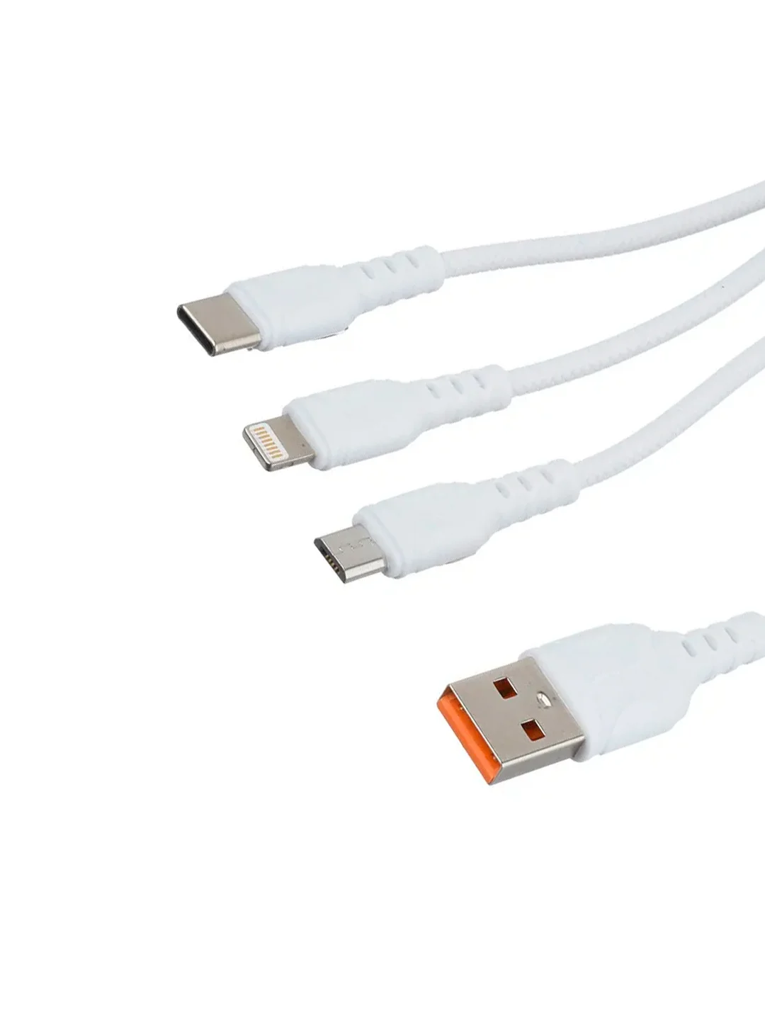 Белый кабель GoPower GP05-3-1 USB (m)-2хType-C/Lightning/microUSB (m) белый (1/200/800)
