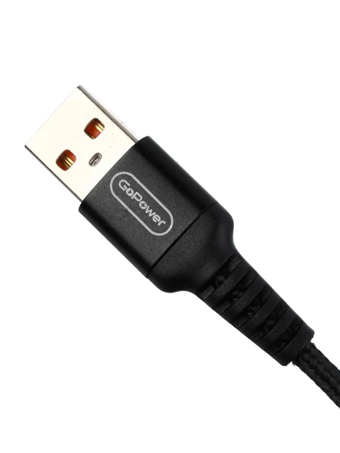 Черный кабель GoPower GP02M USB (m)-microUSB (m) 1.0м 2.4A нейлон черный (1/200/800)