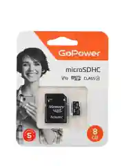 Черный карта памяти microSD GoPower 8GB Class10 15 МБ/сек V10 с адаптером