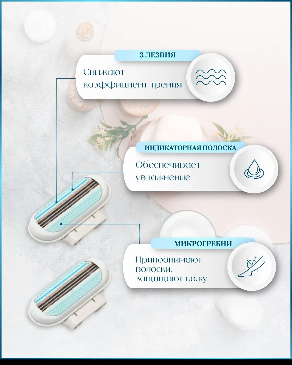 Голубой лезвия для бритвы, сменные кассеты женские для бритья, совместимы с Венус Винус, набор