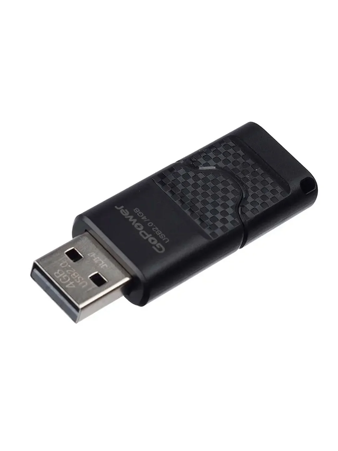 Черный флеш-накопитель GoPower SLIDER 4GB USB2.0 пластик черный матовый (1/50/1000)