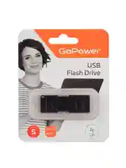 Черный флеш-накопитель GoPower SLIDER 4GB USB2.0 пластик черный матовый (1/50/1000)