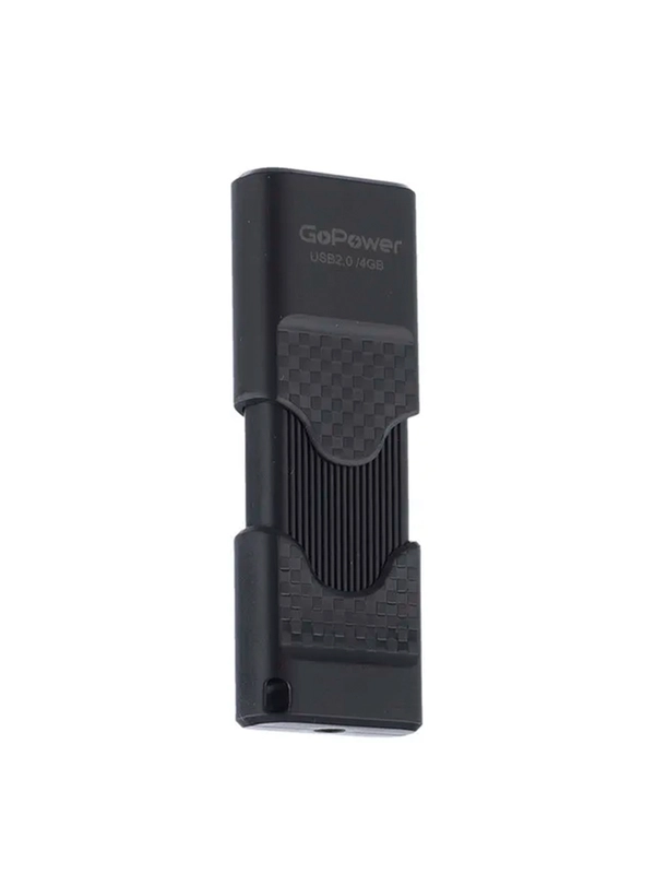 Флеш-накопитель GoPower SLIDER 4GB USB2.0 пластик черный матовый (1/50/1000)