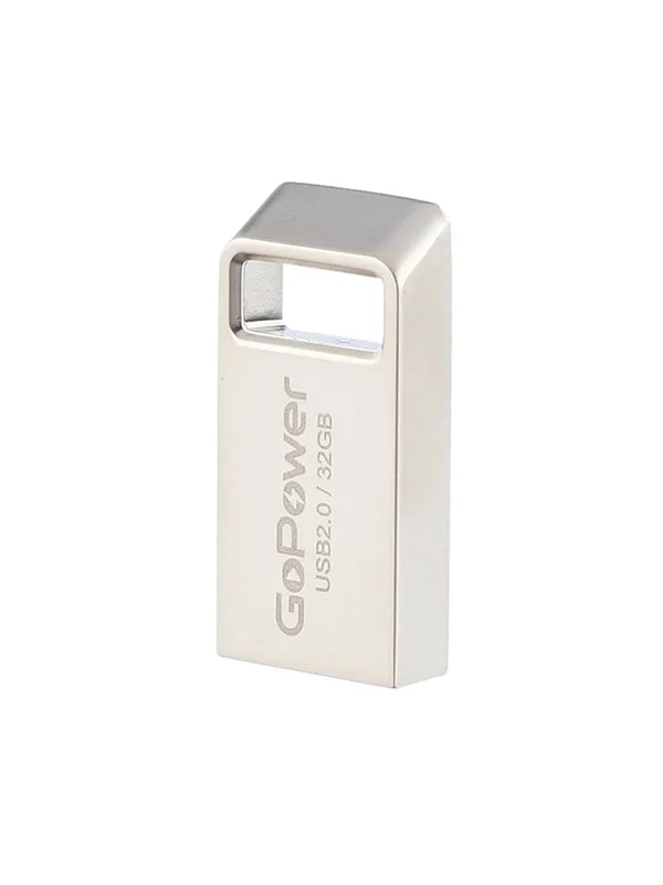 Флеш-накопитель GoPower MINI 32GB USB2.0 металл серебряный (1/50/1000)