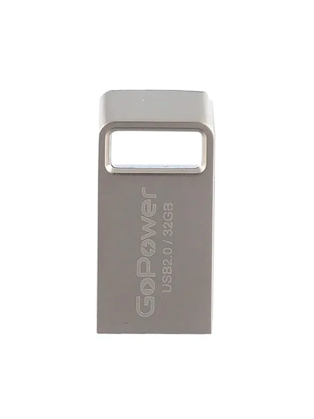 Серый флеш-накопитель GoPower MINI 32GB USB2.0 металл серебряный (1/50/1000)