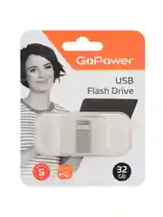 Серый флеш-накопитель GoPower MINI 32GB USB2.0 металл серебряный (1/50/1000)