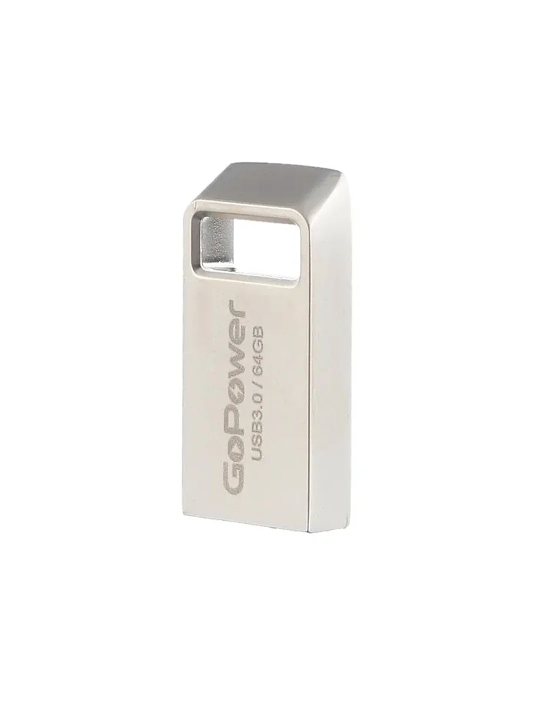 Серый флеш-накопитель GoPower MINI 64GB USB3.0 металл серебряный (1/50/1000)