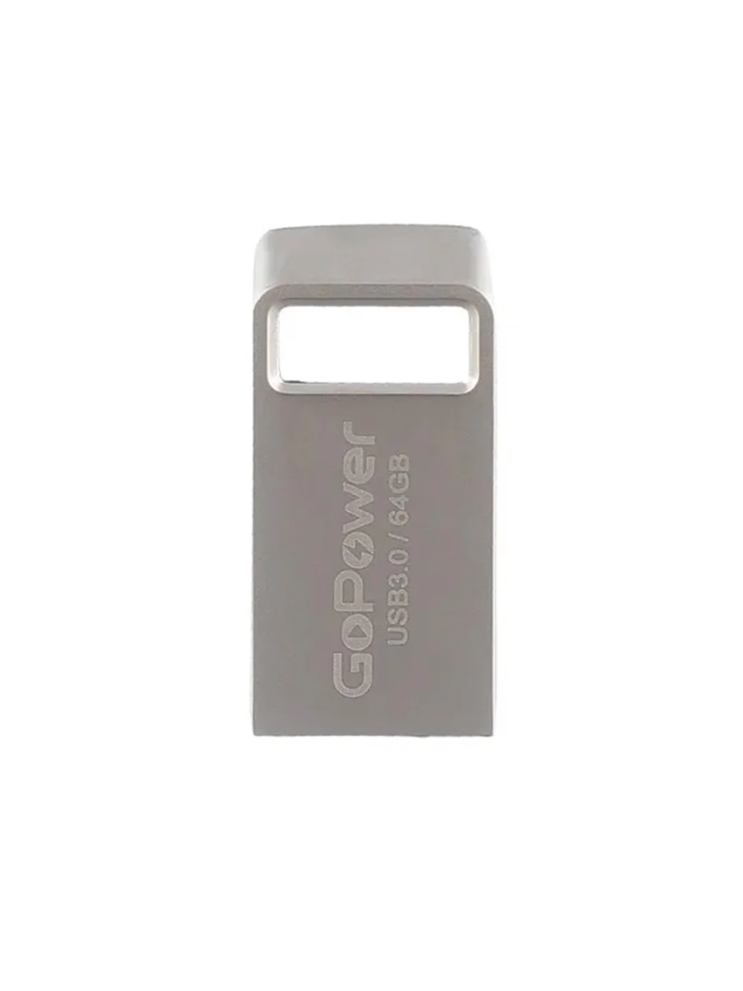 Серый флеш-накопитель GoPower MINI 64GB USB3.0 металл серебряный (1/50/1000)