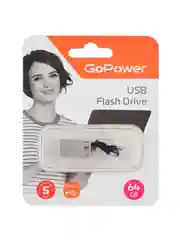 Серый флеш-накопитель GoPower MINI 64GB USB3.0 металл серебряный (1/50/1000)