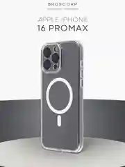 Прозрачный чехол MagSafe для iPhone 16, Pro, Max, Plus пластиковый с силиконом BROSCORP защитой камер