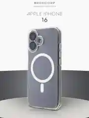 Прозрачный чехол MagSafe для iPhone 16, Pro, Max, Plus пластиковый с силиконом BROSCORP защитой камер