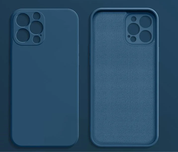 Темно-синий чехол iPhone 16, 16 Pro, 16 ProMax силиконовый с мягким подкладом