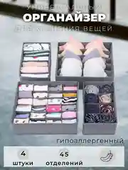 Органайзер для хранения белья, носков, детских вещей, набор из 4 штук
