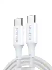 Белый кабель UGREEN US557 (15268) USB-C to USB-C PD Fast Charging Silicone Braided Cable.