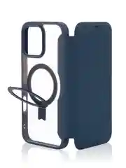 Синий чехол-книжка MagSafe для iPhone 16, Pro, Max из экокожи BROSCORP, пластиковый с силиконом