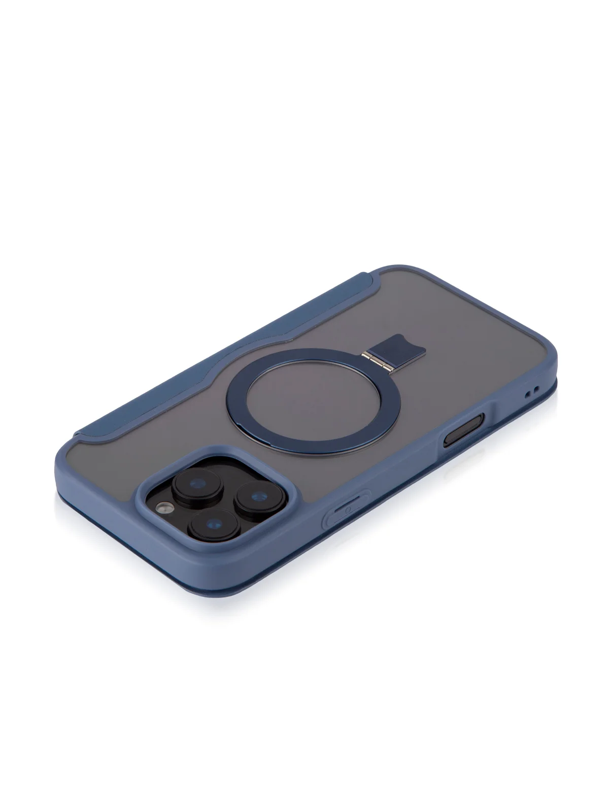 Синий чехол-книжка MagSafe для iPhone 16, Pro, Max из экокожи BROSCORP, пластиковый с силиконом