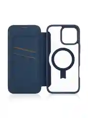 Синий чехол-книжка MagSafe для iPhone 16, Pro, Max из экокожи BROSCORP, пластиковый с силиконом