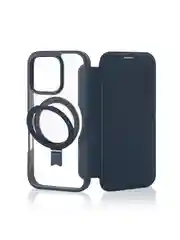 Синий чехол-книжка MagSafe для iPhone 16, Pro, Max из экокожи BROSCORP, пластиковый с силиконом