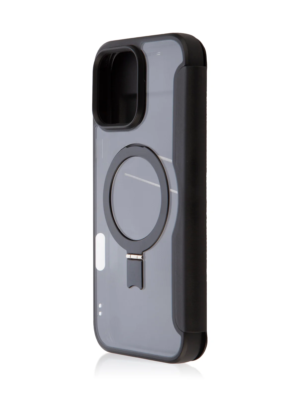 Черный чехол-книжка MagSafe для iPhone 16, Pro, Max из экокожи BROSCORP, пластиковый с силиконом