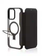 Черный чехол-книжка MagSafe для iPhone 16, Pro, Max из экокожи BROSCORP, пластиковый с силиконом