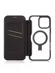 Черный чехол-книжка MagSafe для iPhone 16, Pro, Max из экокожи BROSCORP, пластиковый с силиконом