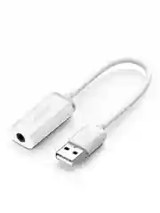Белый внешняя звуковая карта UGREEN US206 (30712) USB A Male to 3.5 mm Aux Cable. Цвет: белый
