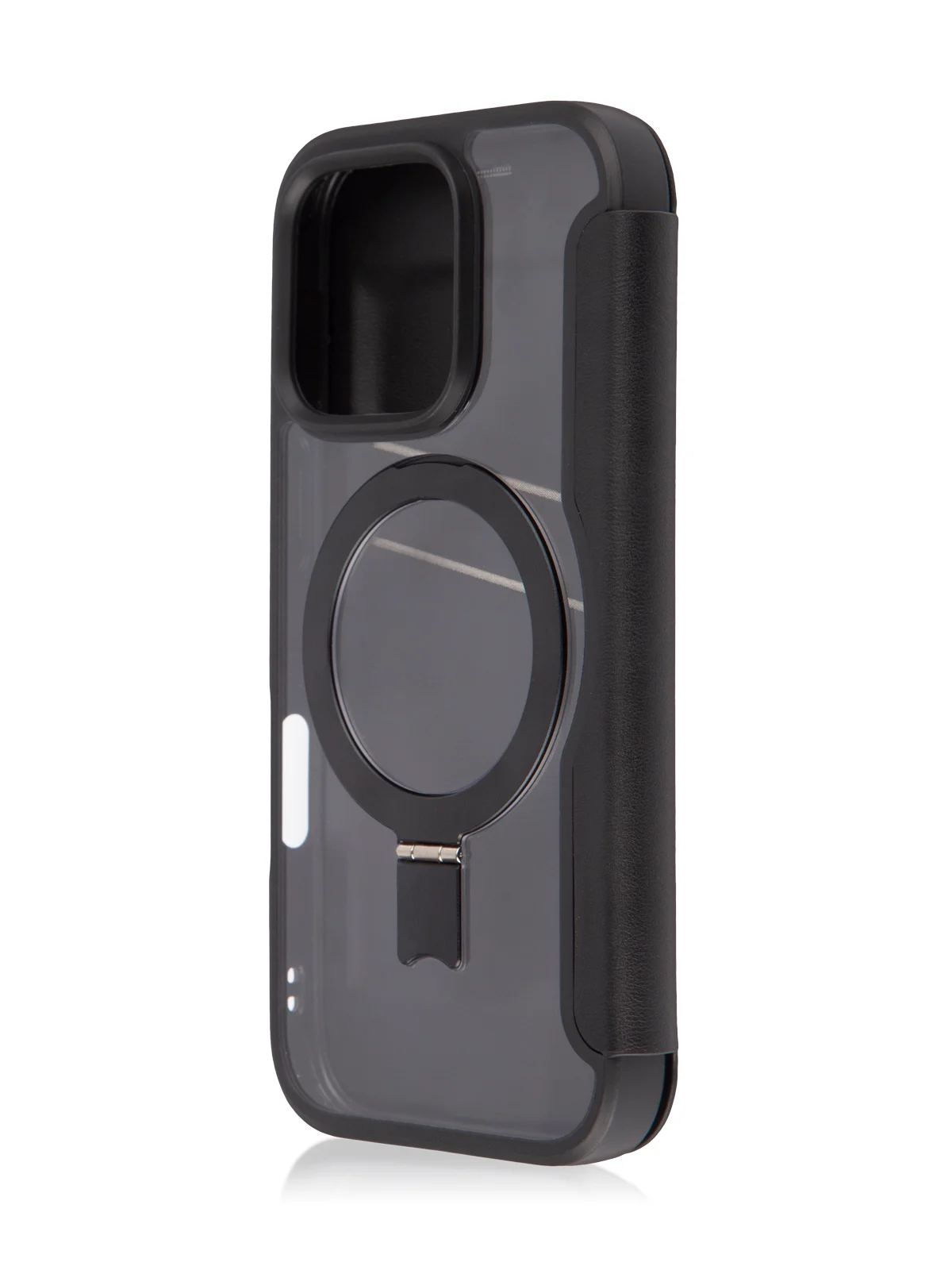 Черный чехол-книжка MagSafe для iPhone 16, Pro, Max из экокожи BROSCORP, пластиковый с силиконом