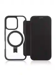 Черный чехол-книжка MagSafe для iPhone 16, Pro, Max из экокожи BROSCORP, пластиковый с силиконом