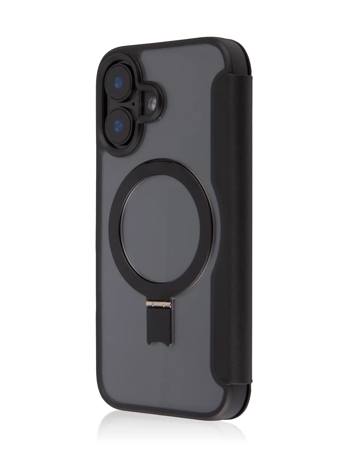 Черный чехол-книжка MagSafe для iPhone 16, Pro, Max из экокожи BROSCORP, пластиковый с силиконом