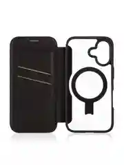 Черный чехол-книжка MagSafe для iPhone 16, Pro, Max из экокожи BROSCORP, пластиковый с силиконом