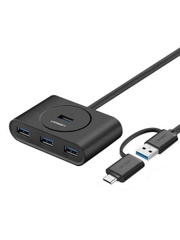 Хаб UGREEN CR113 (40850) USB 3.0 Hub with USB-C Port. Длина 1 м. Цвет: черный