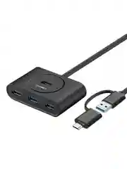 Черный хаб UGREEN CR113 (40850) USB 3.0 Hub with USB-C Port. Длина 1 м. Цвет: черный