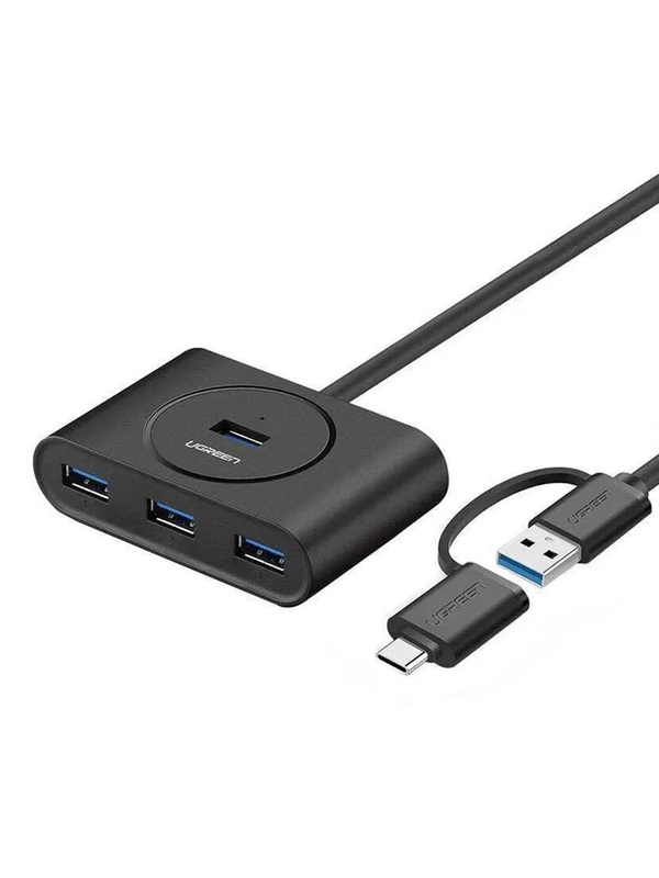 Хаб UGREEN CR113 (40850) USB 3.0 Hub with USB-C Port. Длина 1 м. Цвет: черный