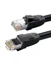 Черный кабель UGREEN NW121 (70327) Cat8 CLASS I S/FTP Round Ethernet Cable. Длина: 1м.