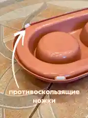 Коричневый миска для животных, кошек и собак двойная на подставке / поилка для кошек