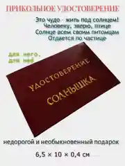 Прикольное удостоверение "Солнышка"
