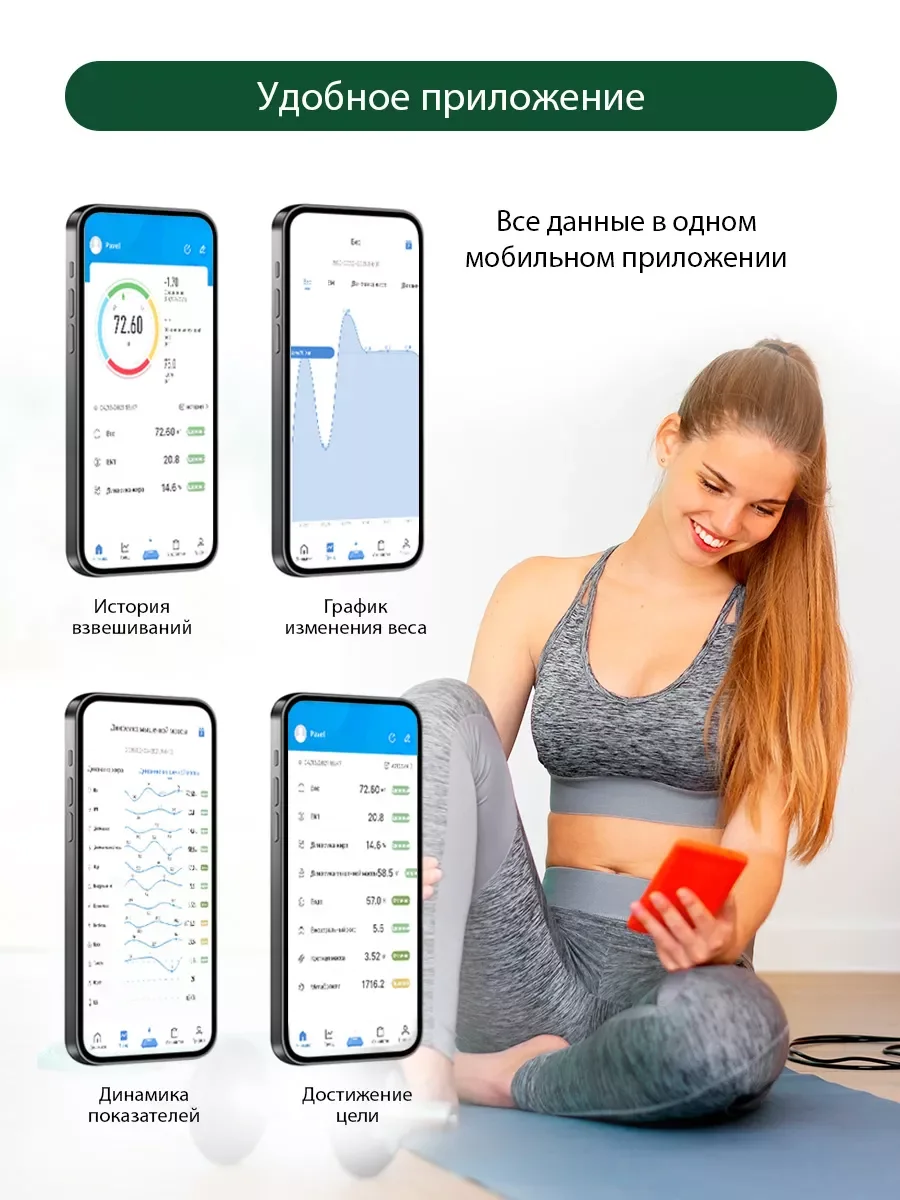 Серый умные диагностические весы MARTA MT-1606 с Bluetooth, LED , серый графит