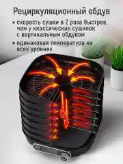 Черный сушилка для овощей и фруктов STINGRAY ST-FD713B, 7 поддонов, мощность 350 Вт, черный
