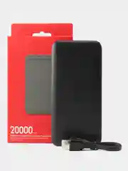 Черный внешний аккумулятор Power Bank 18W, 20000mAh, с фуекцией быстрой зарядки