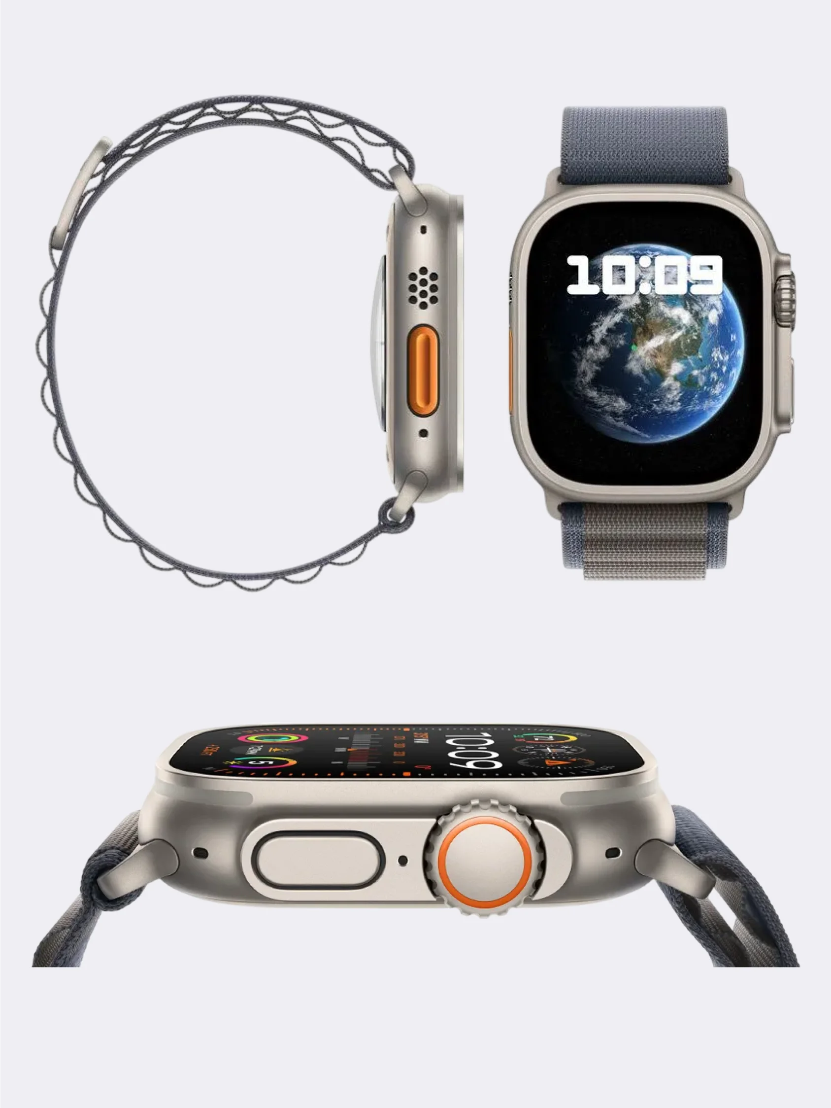 Синий меланж ремешок для смарт-часов Apple Watch Alpine Loop "Альпийская петля", нейлоновый, 42-49 мм