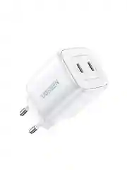 Белый зарядное устройство UGREEN CD294 (15327) Nexode Mini 45W USB-C+USB-C PD GaN Fast Charger