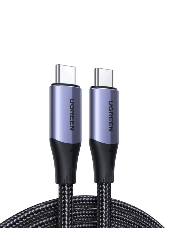 Кабель UGREEN US355 (80150) USB-C 3.2 M/M Gen2 5A Cable в оплетке. Длина 1 м. Цвет: черный