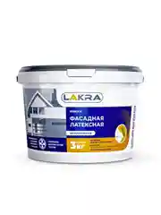 ЛАКРА краска ВД фасадная, латексная, белоснежная, 3 кг