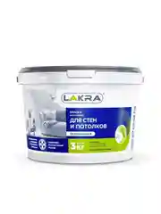 ЛАКРА краска ВД для стен и потолков, белоснежная, 3 кг