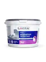ЛАКРА краска ВД латексная, интерьерная, влагостойкая, белоснежная, 3 кг