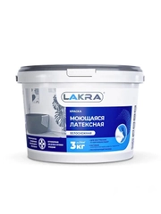 ЛАКРА краска ВД латексная, моющаяся, белая, матовая, 3 кг