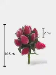 Алый ягоды на ветке сахарные, искусственные, шишки, на проволоке, новогодний декор, для поделок