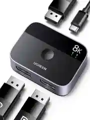 Черный переключатель двунаправленный UGREEN CM665 (15708) DisplayPort Bi-directional Switch.