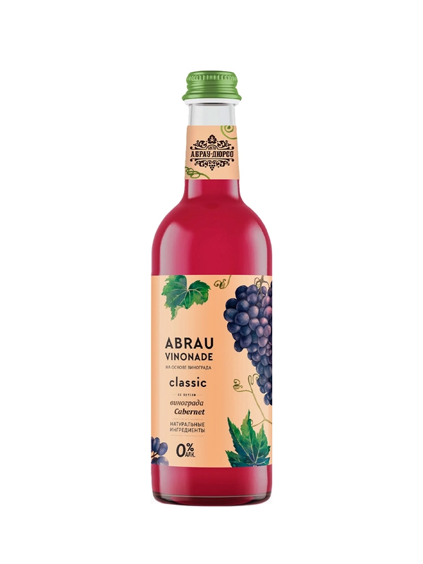 Безалкогольный напиток Абрау-Дюрсо Abrau Vinonade, сильногазированный, Cabernet, 375 мл
