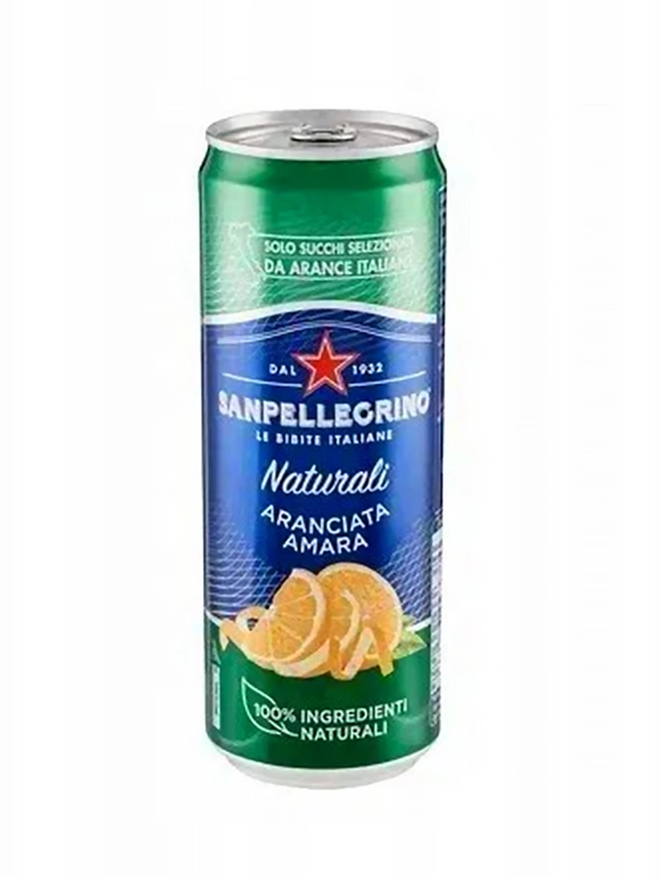 Напиток сокосодержащий Sanpellegrino Aranciata Amara, газированный, в банке, 330 мл